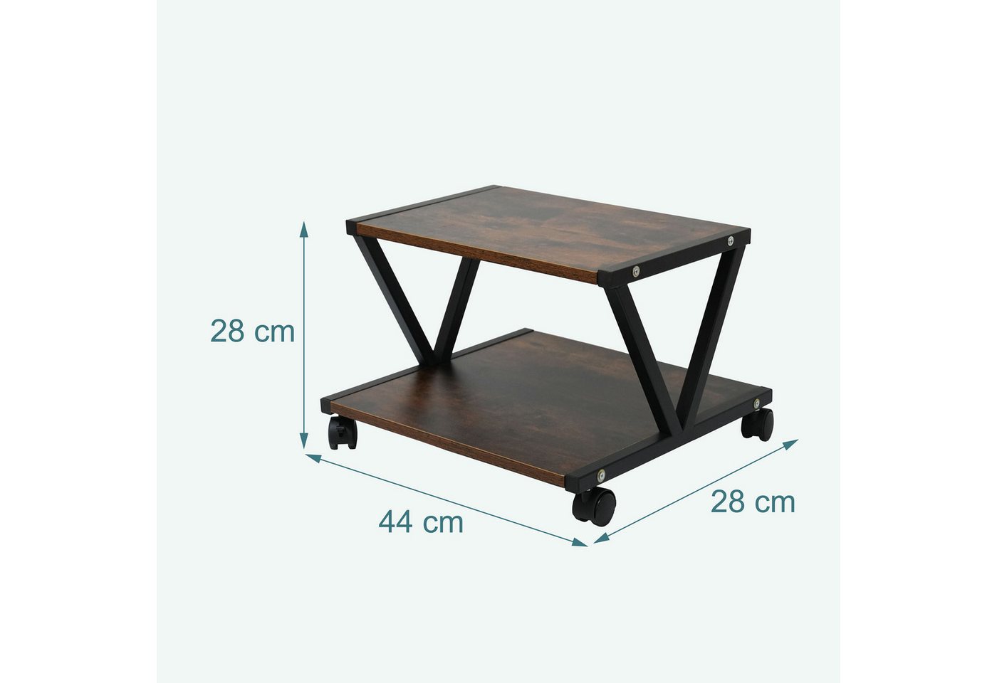 relaxdays Druckertisch Druckerständer mit Rollen (1-St), Industrial-Schwarz – Bild 4 von 5