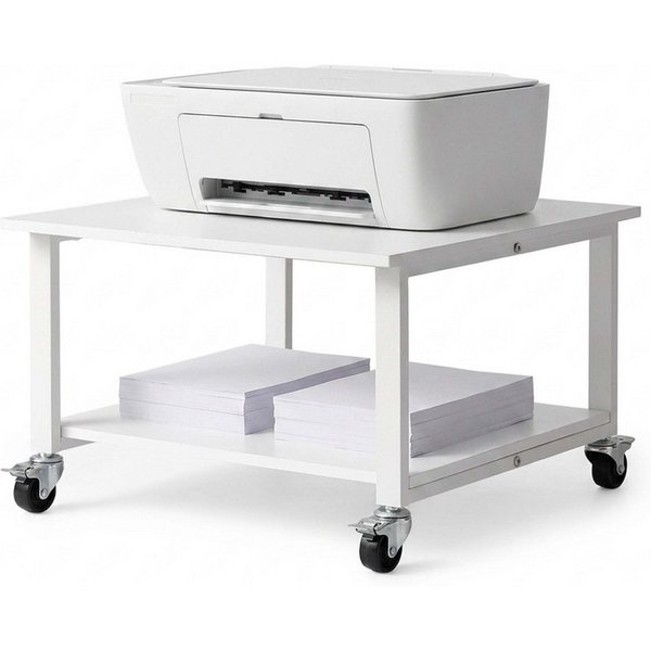 relaxdays Druckertisch mit Rollen (1-St), weiß
