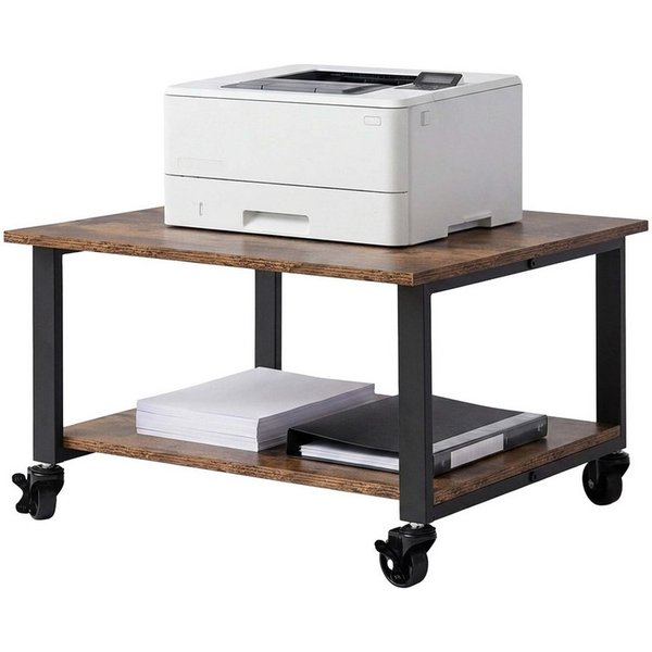 relaxdays Druckertisch mit Rollen (1-St), Industrial-Schwarz
