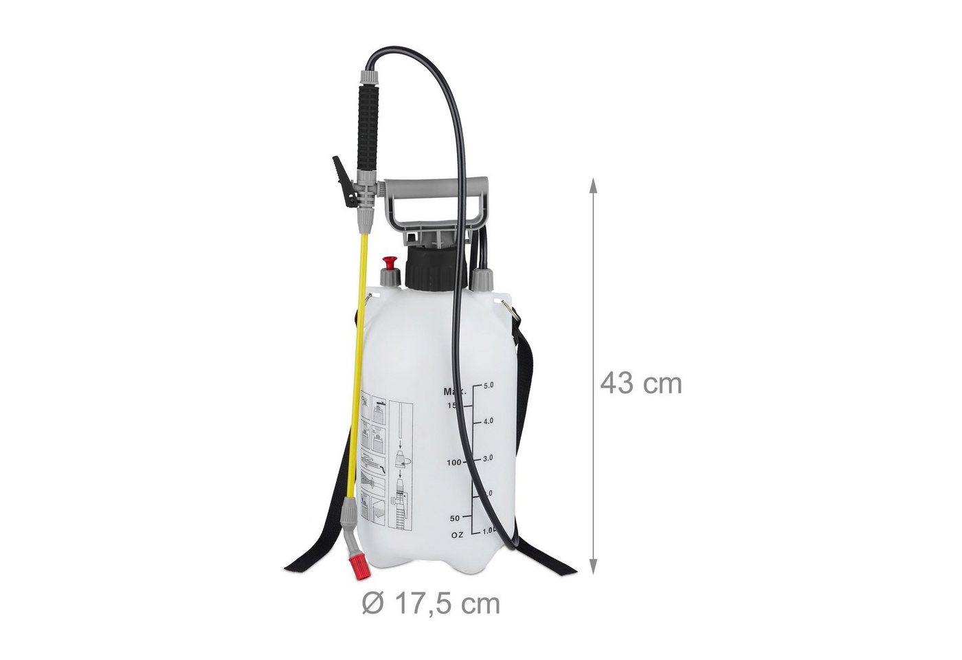 relaxdays Drucksprühgerät Drucksprüher 5 l, (1-tlg) – Bild 4 von 5