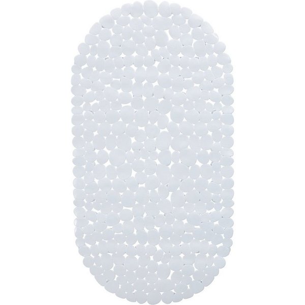 relaxdays Duschmatte Badewannenmatte Steinoptik, Höhe 5 mm, Material: 100 % PVC (Kunststoff), Rutschfeste Saugnäpfe für sicheren Halt am Wannenboden, Ovale Form