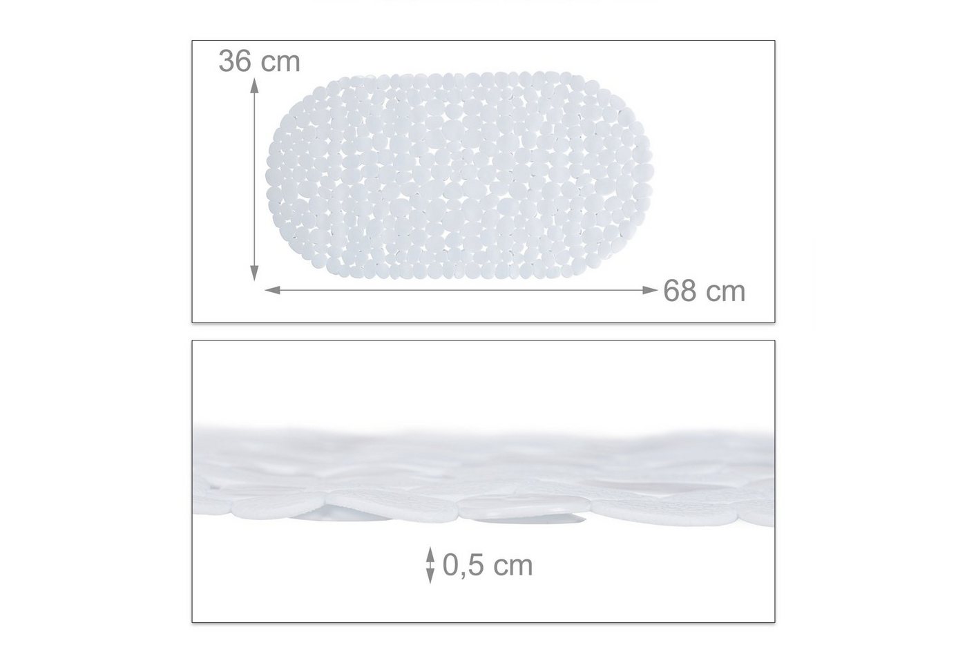 relaxdays Duschmatte Badewannenmatte Steinoptik, Höhe 5 mm, Material: 100 % PVC (Kunststoff), Rutschfeste Saugnäpfe für sicheren Halt am Wannenboden, Ovale Form – Bild 4 von 5