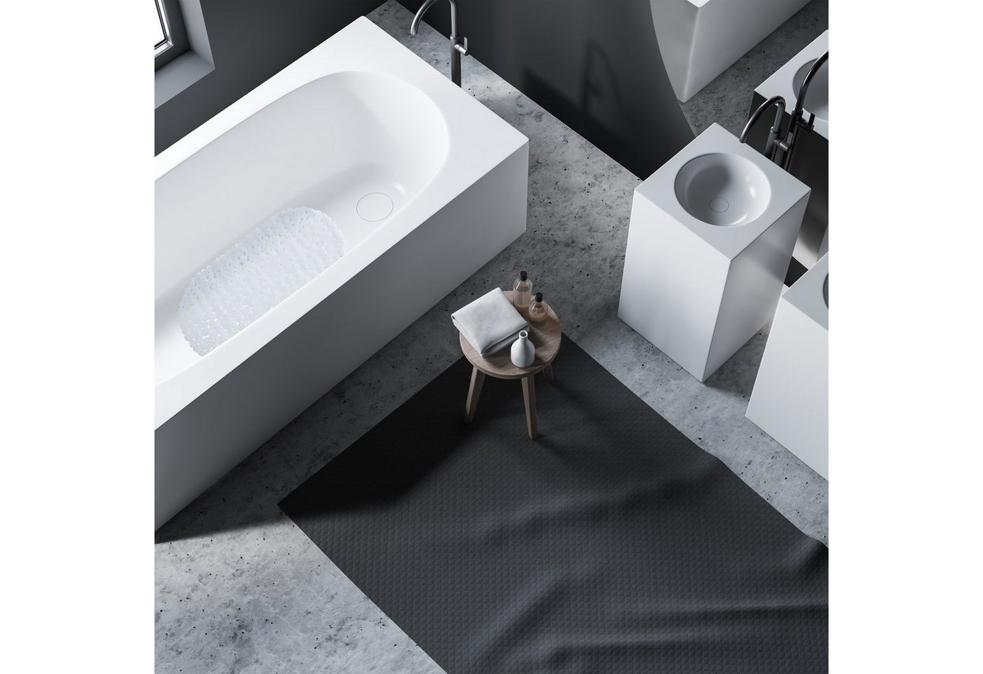 relaxdays Duschmatte Badewannenmatte Steinoptik, Höhe 5 mm, Material: 100 % PVC (Kunststoff), Rutschfeste Saugnäpfe für sicheren Halt am Wannenboden, Ovale Form – Bild 5 von 5