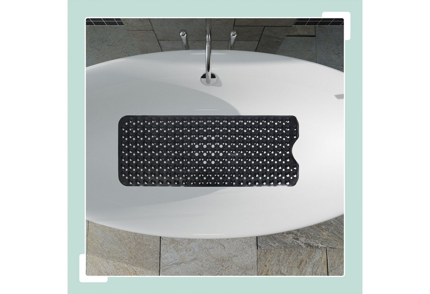 relaxdays Duschmatte Badewannenmatte XXL, Höhe 7 mm, Mit zahlreichen Saugnäpfen für sicheren Halt, Maschinenwaschbar bis 30°C, Hergestellt aus PVC, Noppenoberfl – Bild 2 von 5
