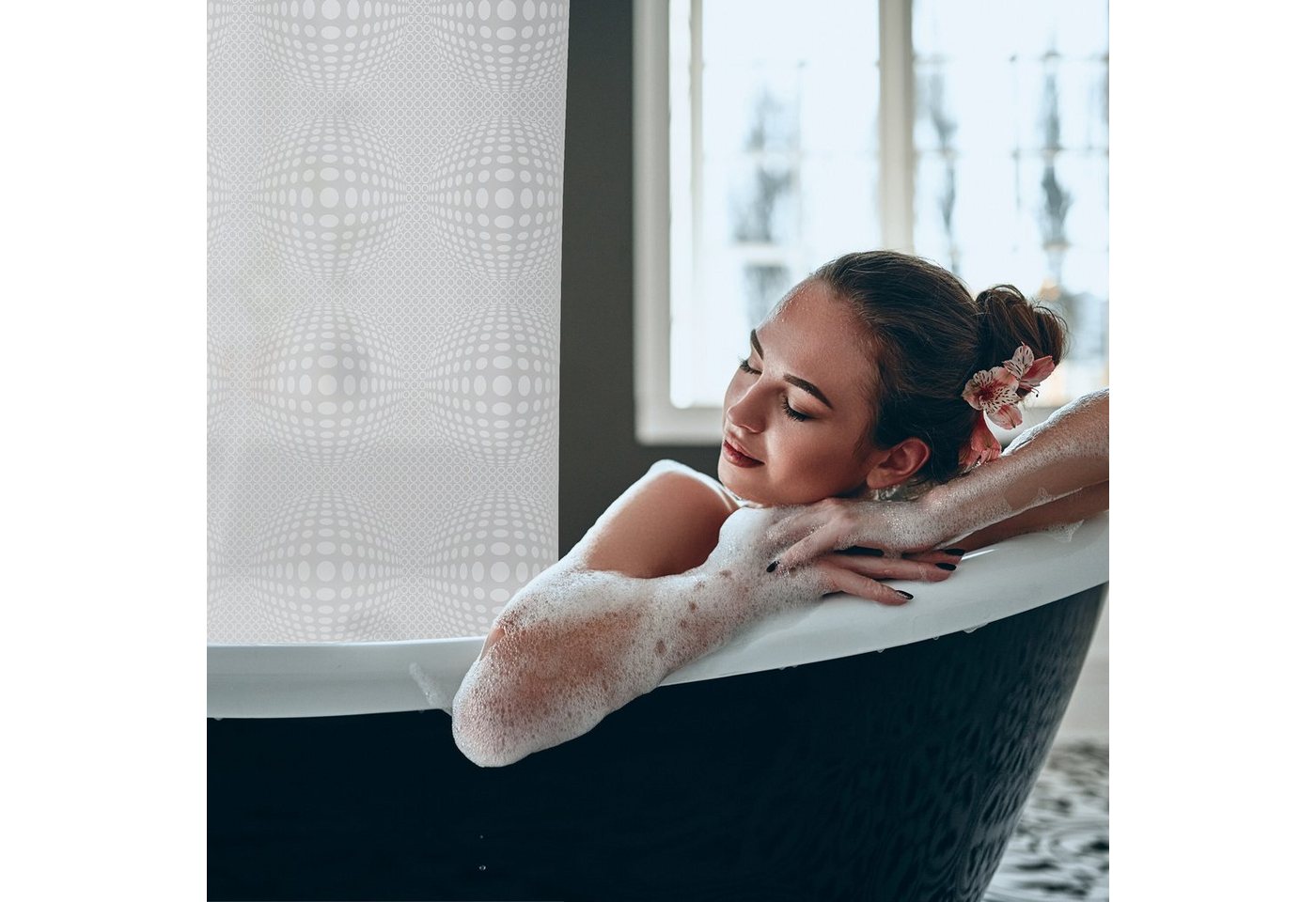 relaxdays Duschrollo Gemustertes Duschrollo Breite 100 cm (1-tlg), 100x240cm – Bild 3 von 5