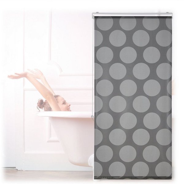 relaxdays Duschrollo grau Punkte Breite 80 cm (1-tlg), 80x240cm