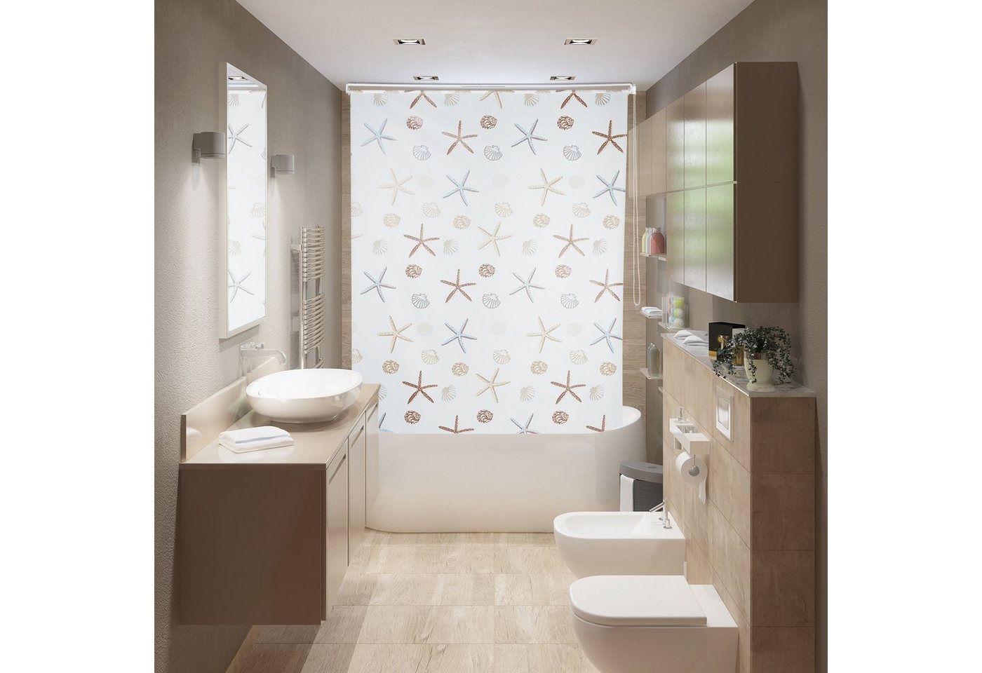 relaxdays Duschrollo OCEAN Breite 80 cm (1-tlg), 80x240cm – Bild 3 von 5