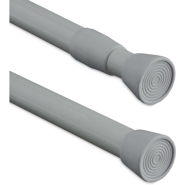 relaxdays Duschvorhangstange Graue Teleskopstange Edelstahl, Ø 20 mm, 1-läufig, ausziehbar, ohne Bohren, geklemmt, Edelstahl, 66 - 110 cm