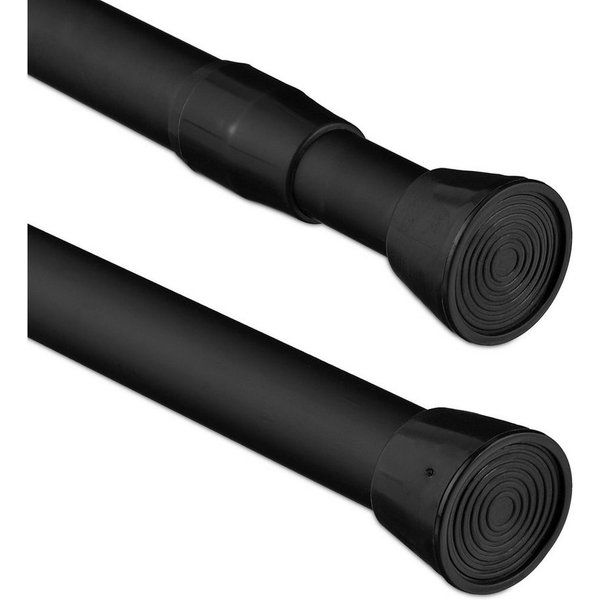 relaxdays Duschvorhangstange Schwarze Teleskopstange Edelstahl, Ø 2 mm, 1-läufig, ca. 150–280 cm, Spannbefestigung ohne Bohren, Schrauben oder Kleben, Schrauben