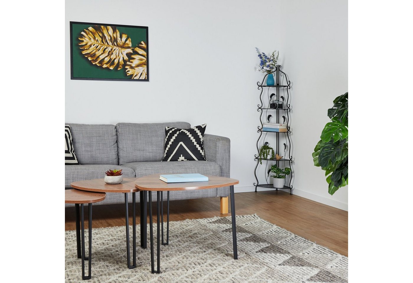 relaxdays Eckregal aus Metall mit 5 Ablagen, 1-tlg. – Bild 3 von 5