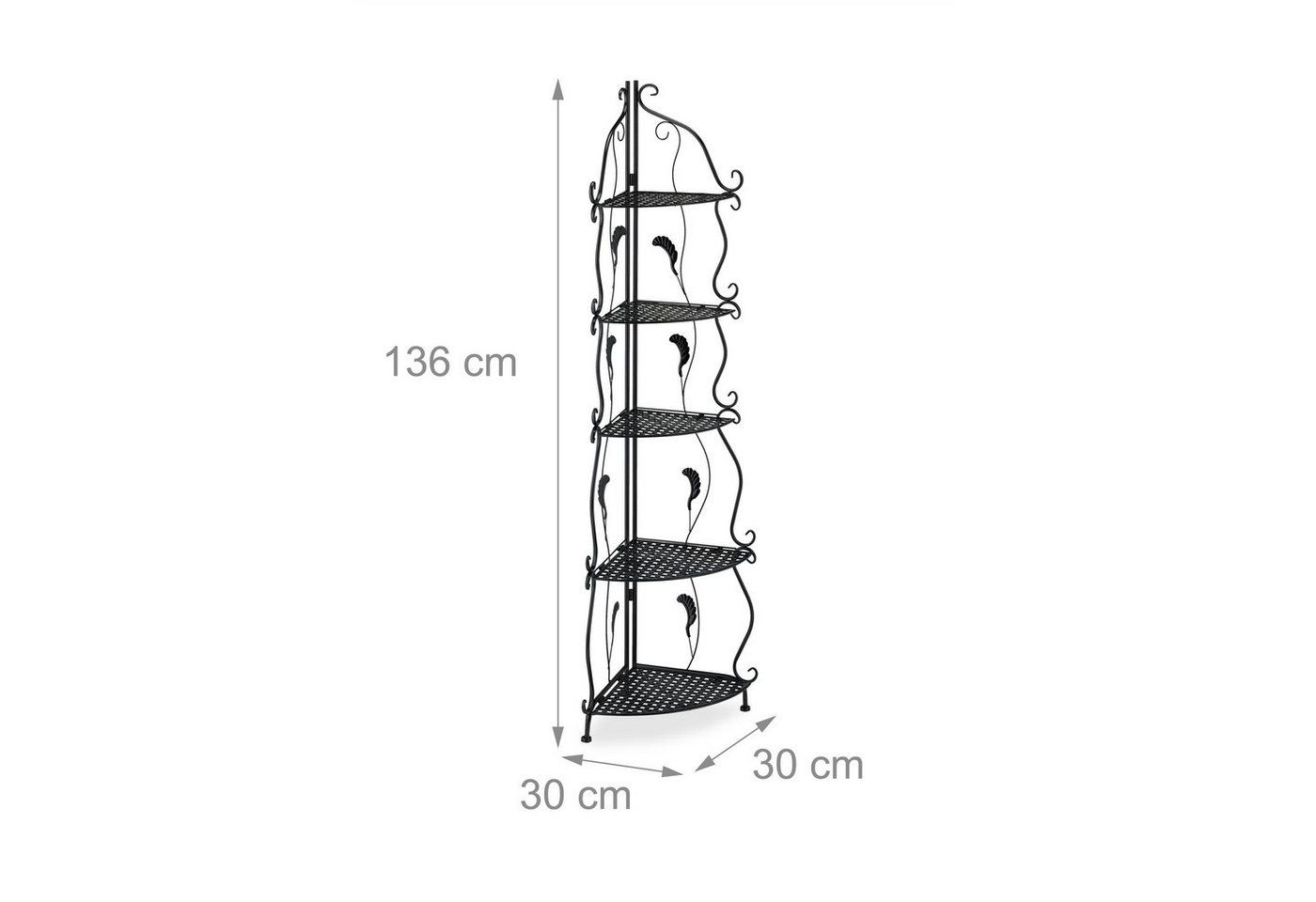 relaxdays Eckregal aus Metall mit 5 Ablagen, 1-tlg. – Bild 4 von 5