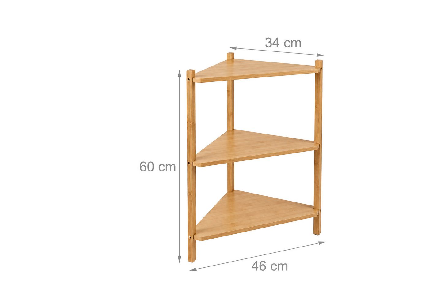 relaxdays Eckregal Bambus und MDF, 1-tlg., natur, 3 Ablagen – Bild 4 von 5