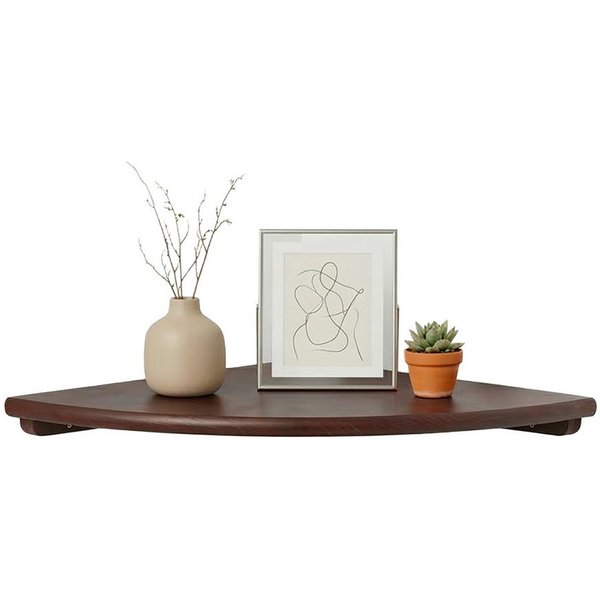 relaxdays Eckregal Wand Walnussholz, 5-tlg., dunkelbraun, 30 cm