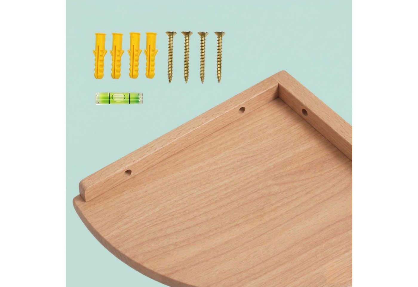 relaxdays Eckregal Wand Walnussholz, 5-tlg., natur, 25 cm – Bild 5 von 5