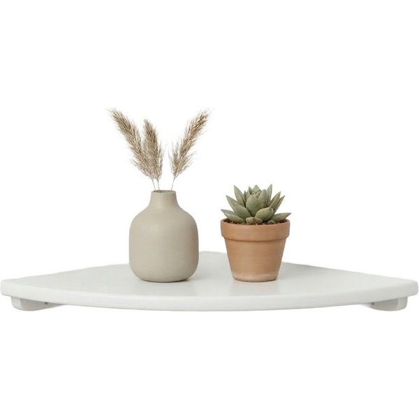 relaxdays Eckregal Wand Walnussholz, 1-tlg., weiss, 18 cm