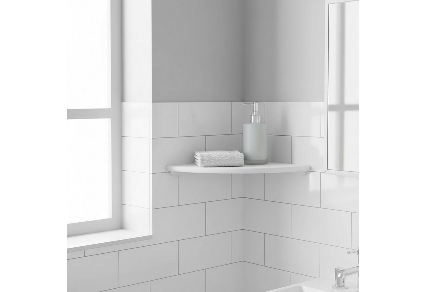 relaxdays Eckregal Wand Walnussholz, 1-tlg., weiss, 18 cm – Bild 3 von 5