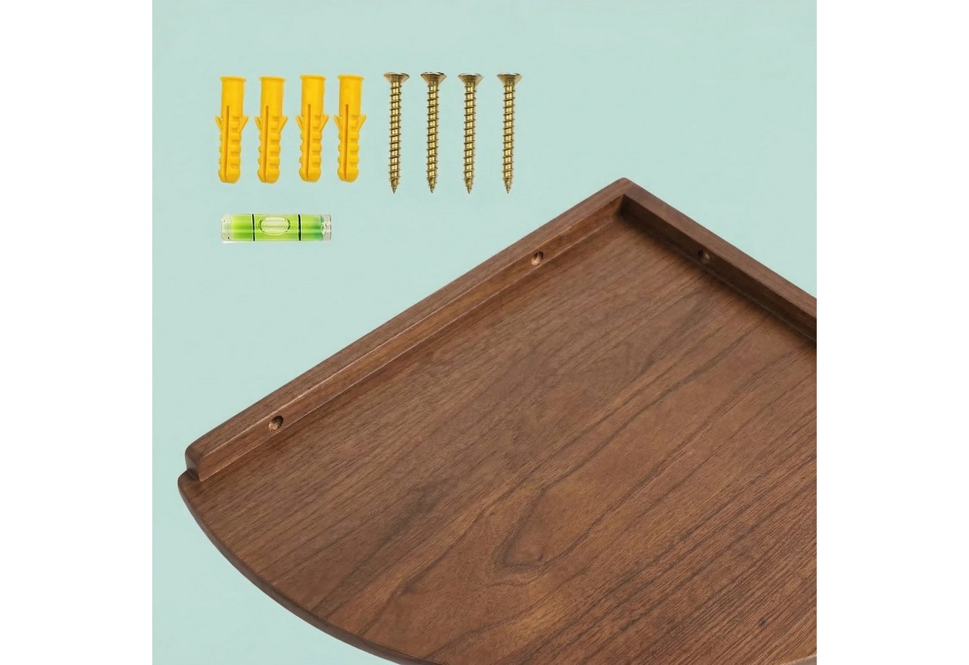 relaxdays Eckregal Wand Walnussholz, 1-tlg., dunkelbraun, 40 cm – Bild 5 von 5