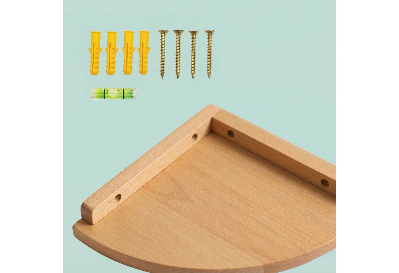 relaxdays Eckregal Wand Walnussholz, 1-tlg., natur, 18 cm – Bild 5 von 5