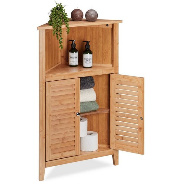 relaxdays Eckschrank aus Bambus (1-St)
