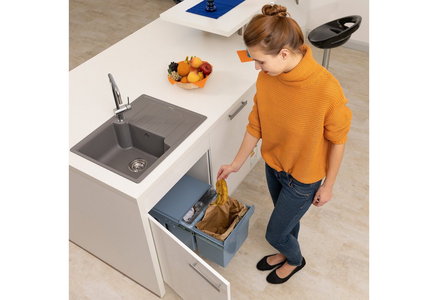 relaxdays Einbaumülleimer Küche 2x 15 Liter – Bild 2 von 5