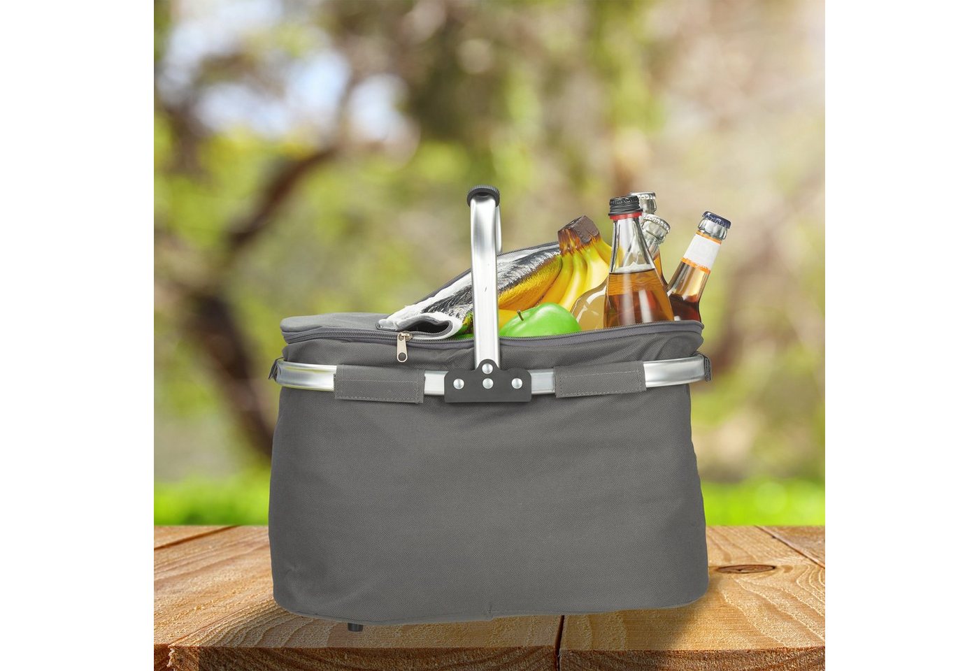 relaxdays Einkaufskorb mit Kühlfunktion, 27 l, grau – Bild 2 von 5