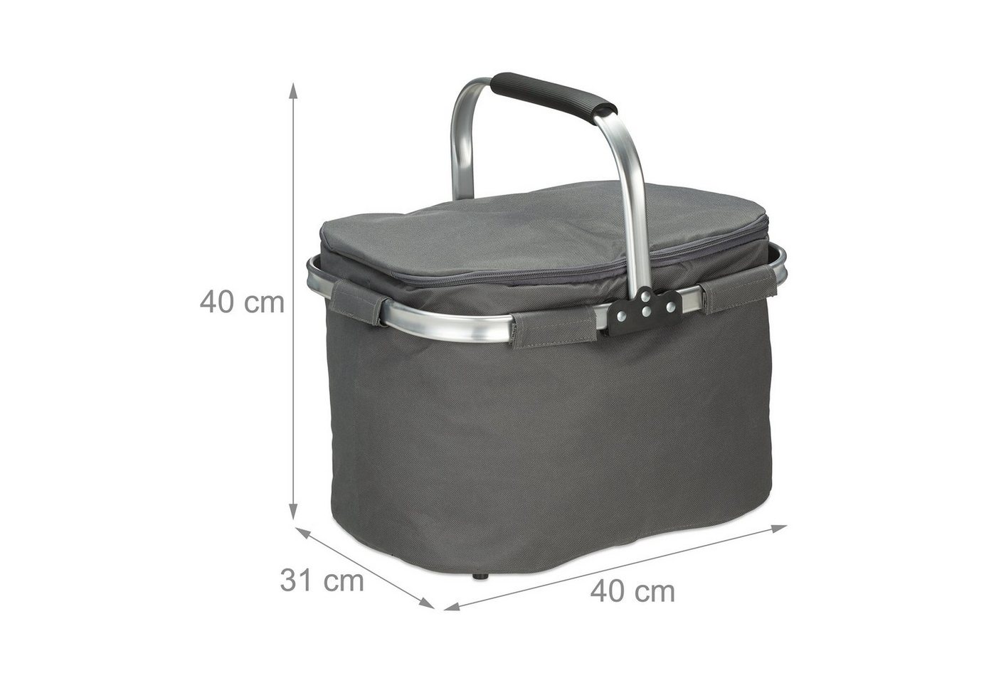 relaxdays Einkaufskorb mit Kühlfunktion, 27 l, grau – Bild 4 von 5