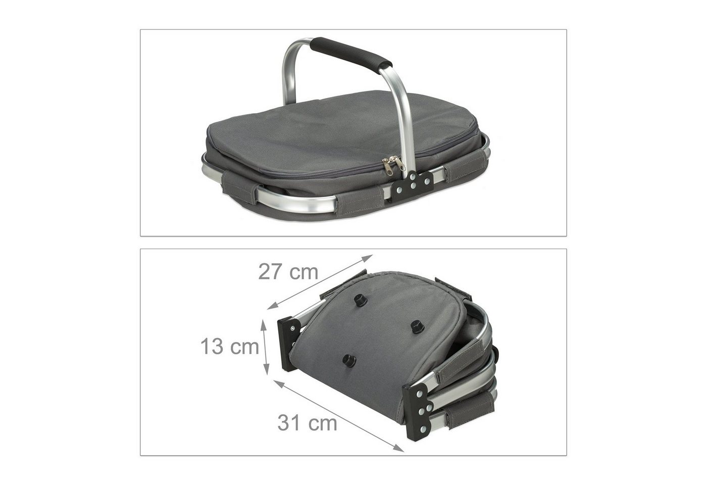 relaxdays Einkaufskorb mit Kühlfunktion, 27 l, grau – Bild 5 von 5