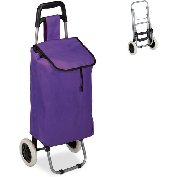relaxdays Einkaufstrolley faltbar, 25 l, lila