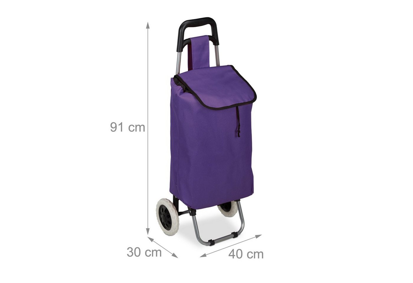 relaxdays Einkaufstrolley faltbar, 25 l, lila – Bild 4 von 5