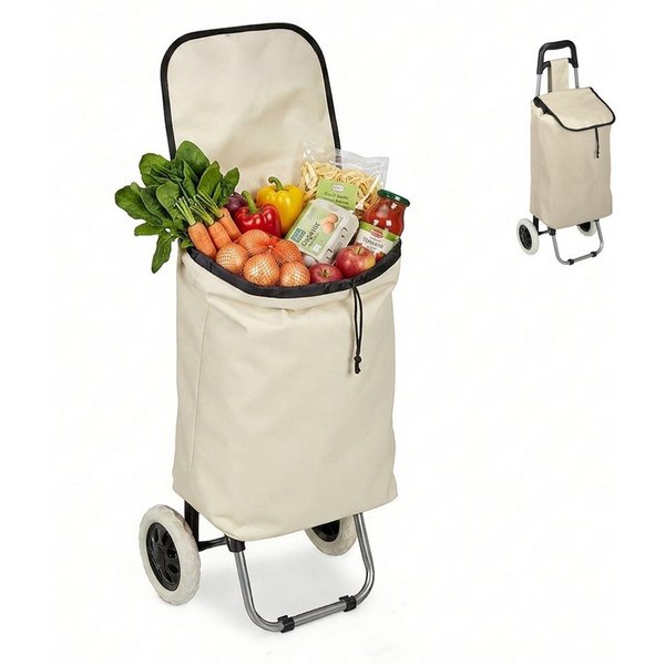 relaxdays Einkaufstrolley klappbar, 28 l, beige.