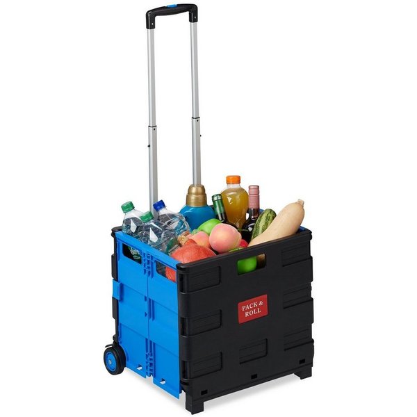 relaxdays Einkaufstrolley klappbar, 164983 l, blau
