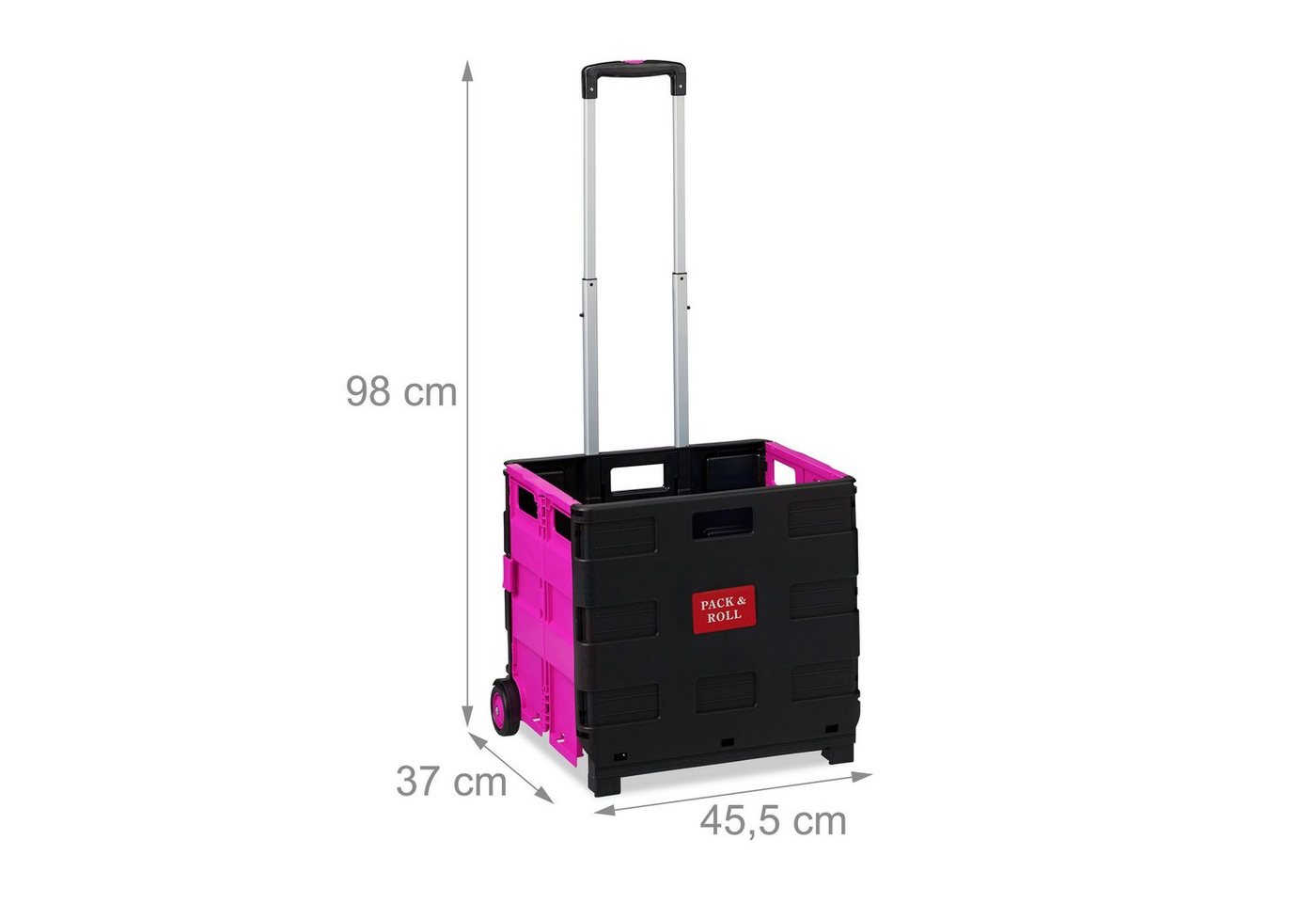 relaxdays Einkaufstrolley klappbar, 164.983 l, Pink – Bild 4 von 5