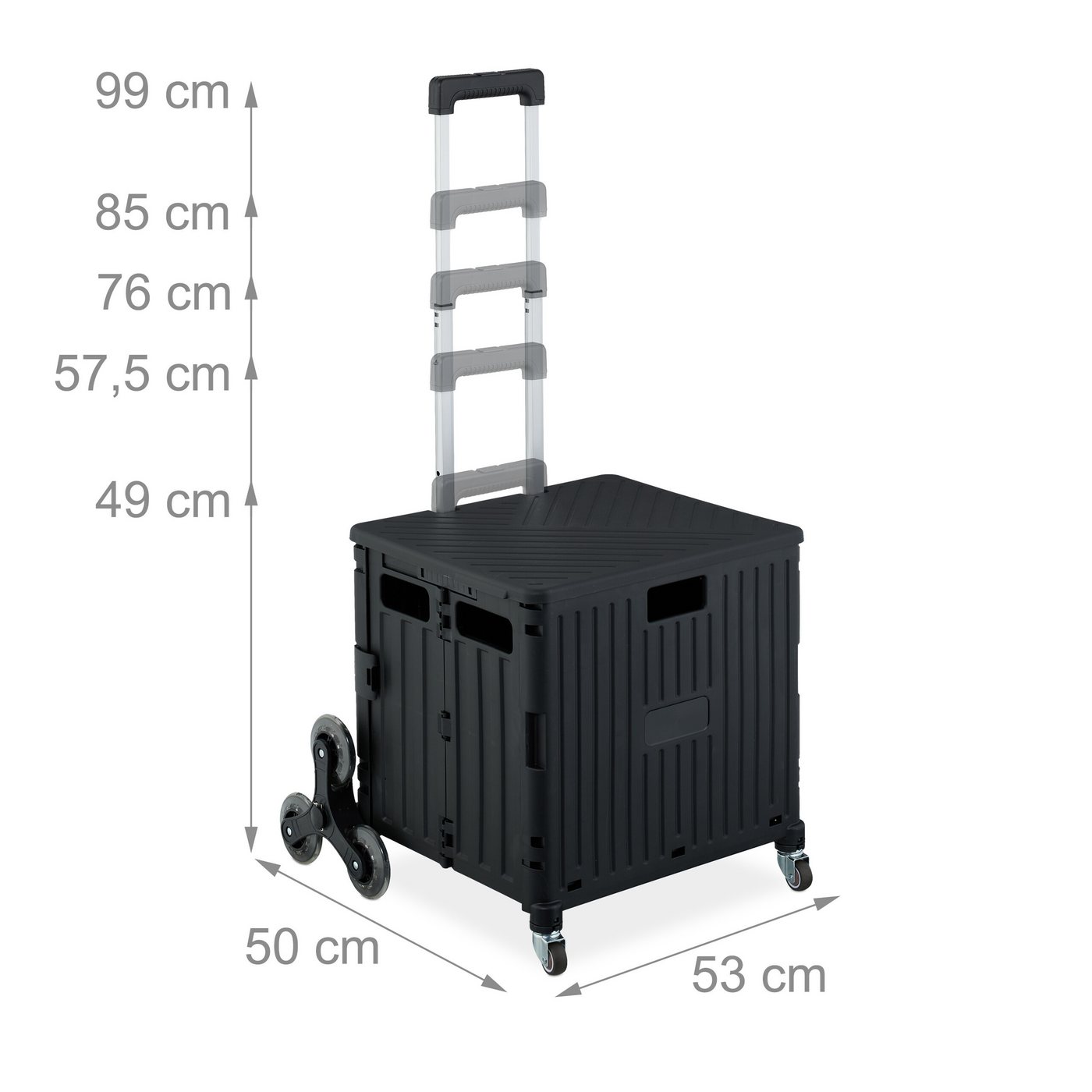 relaxdays Einkaufstrolley klappbar + Deckel 8 Rad, 262350 l, schwarz – Bild 4 von 5