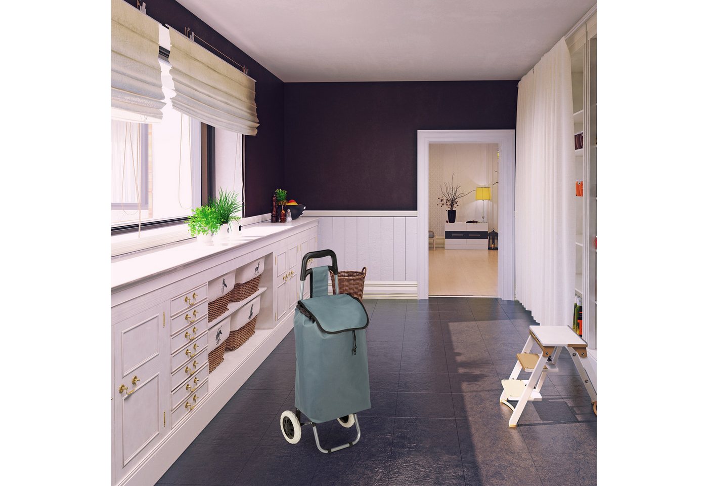 relaxdays Einkaufstrolley klappbar, 28 l, grau – Bild 2 von 5