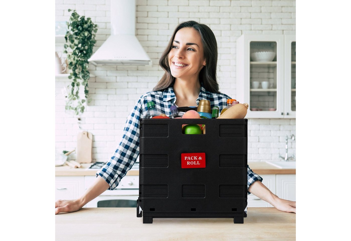 relaxdays Einkaufstrolley klappbar mit Rollen, 50 l – Bild 2 von 5