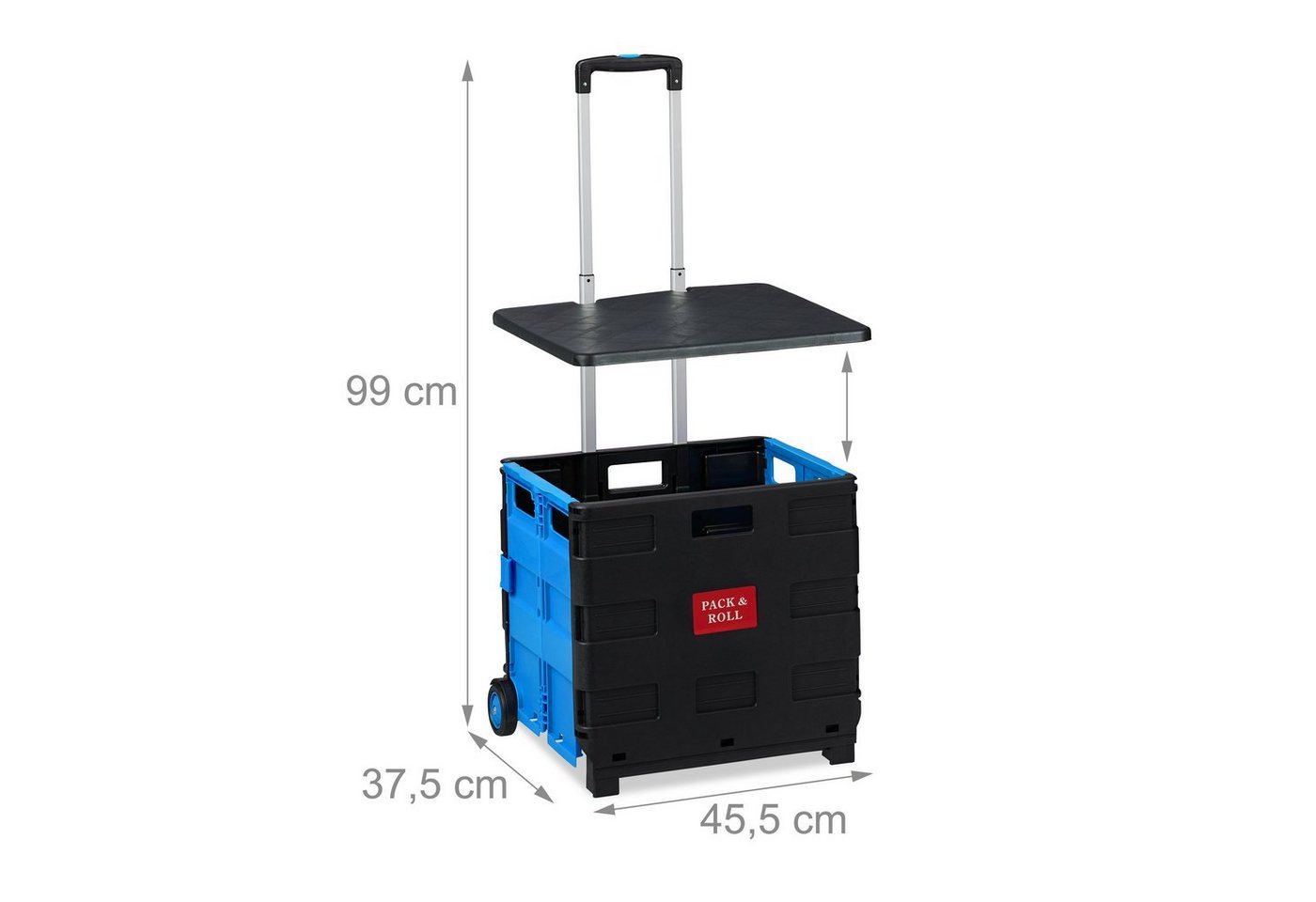 relaxdays Einkaufstrolley Klappbarer Einkaufstrolley, 50 l, blau – Bild 4 von 5