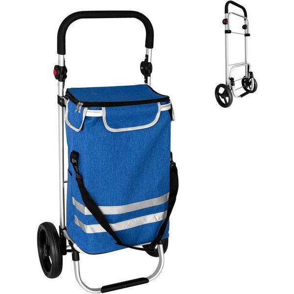 relaxdays Einkaufstrolley Klappbarer Einkaufstrolley 45 l, 45 l, blau