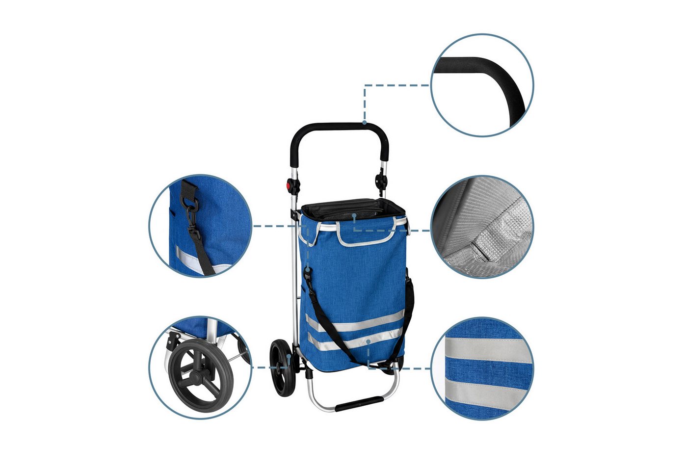 relaxdays Einkaufstrolley Klappbarer Einkaufstrolley 45 l, 45 l, blau – Bild 3 von 5
