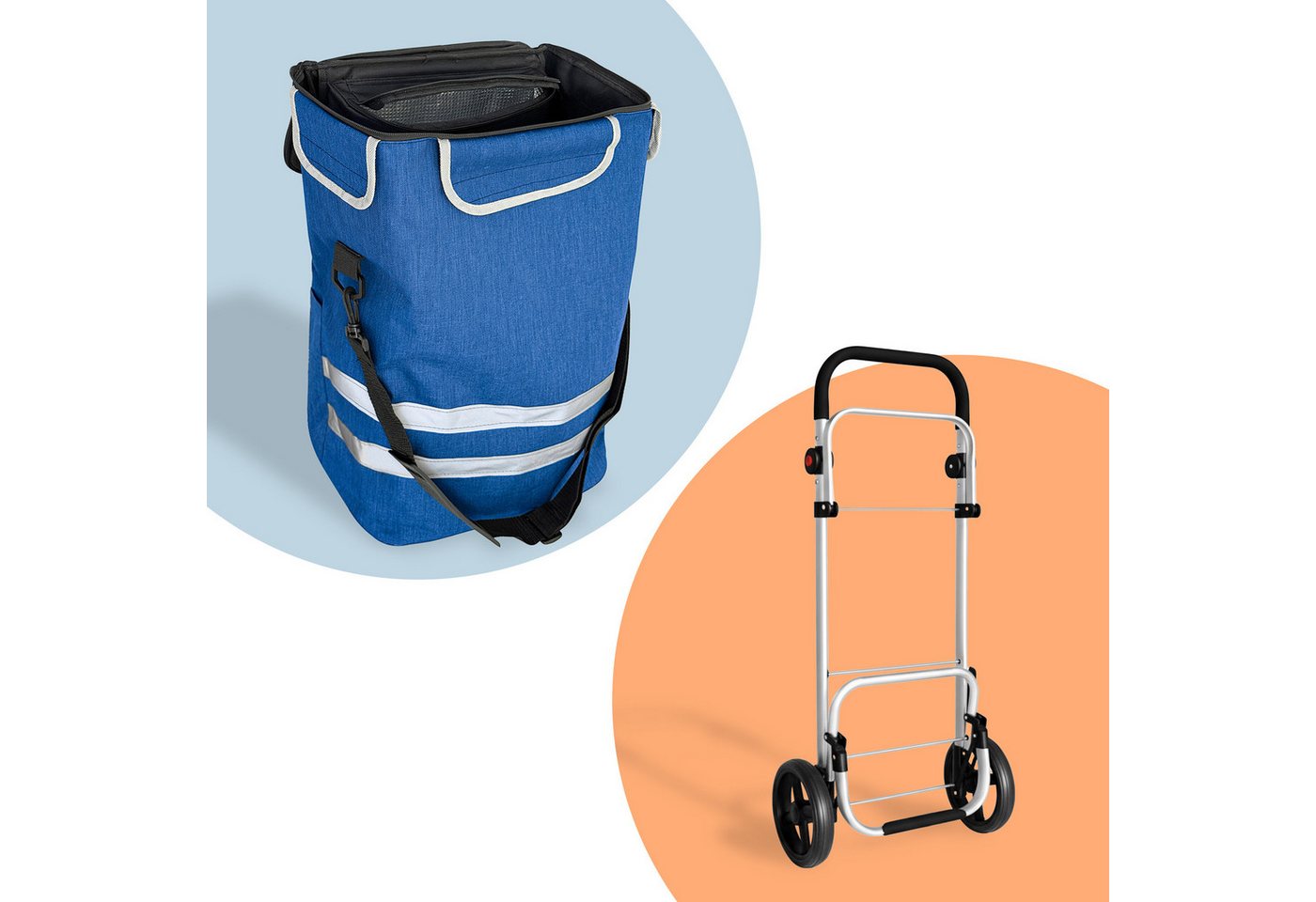 relaxdays Einkaufstrolley Klappbarer Einkaufstrolley 45 l, 45 l, blau – Bild 5 von 5