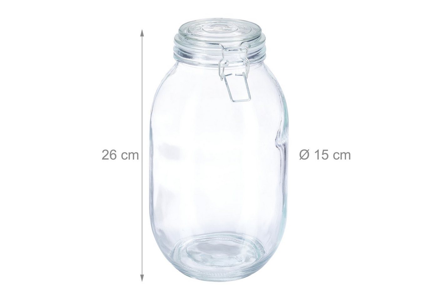 relaxdays Einmachglas 3 Liter, Glas, (1-tlg) – Bild 4 von 5