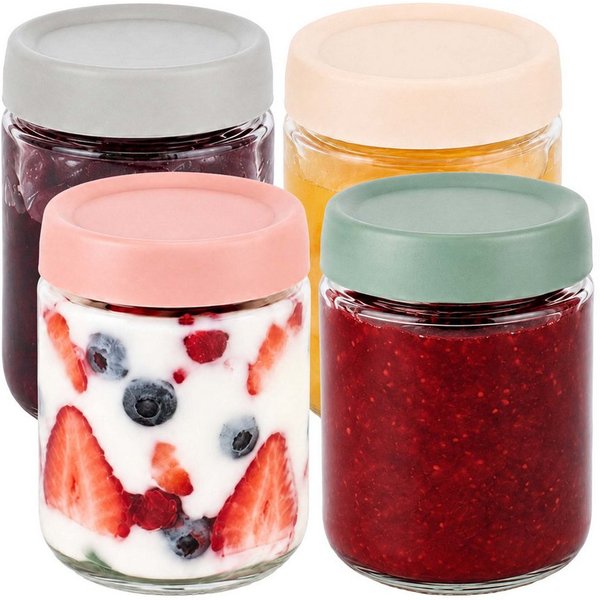 relaxdays Einmachglas Einmachgläser 4er Set 450 ml, Glas, (4-tlg)