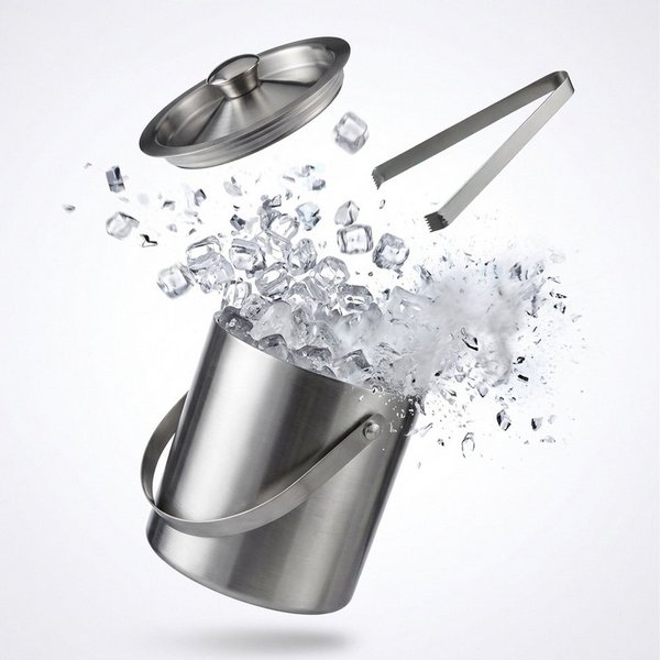 relaxdays Eiseimer Eisbehälter mit Eiszange für 1,5 L
