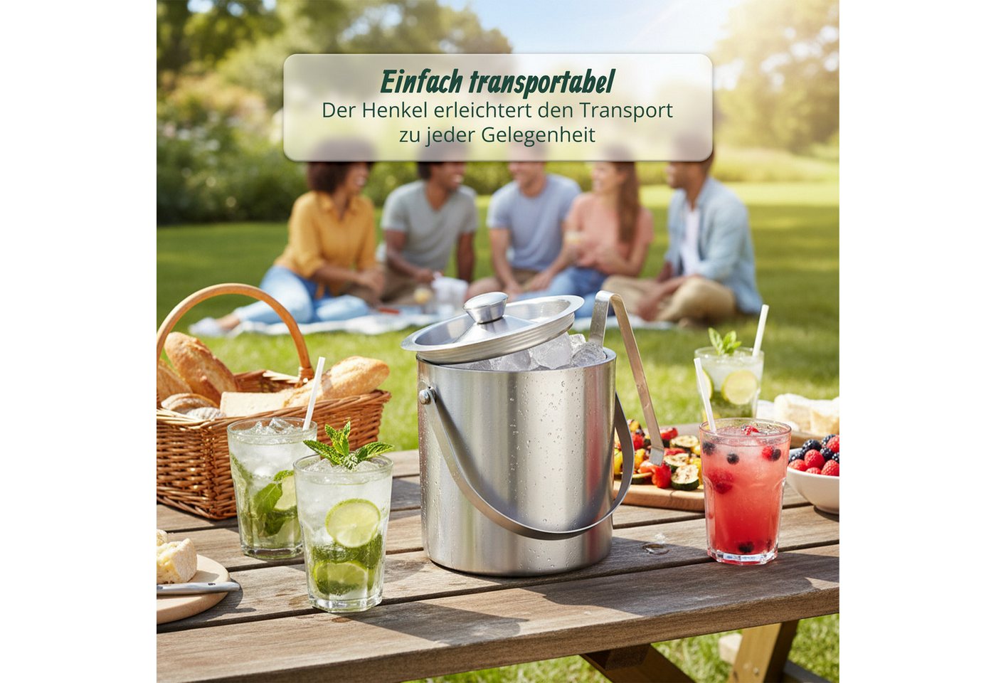 relaxdays Eiseimer Eisbehälter mit Eiszange für 1,5 L – Bild 3 von 5