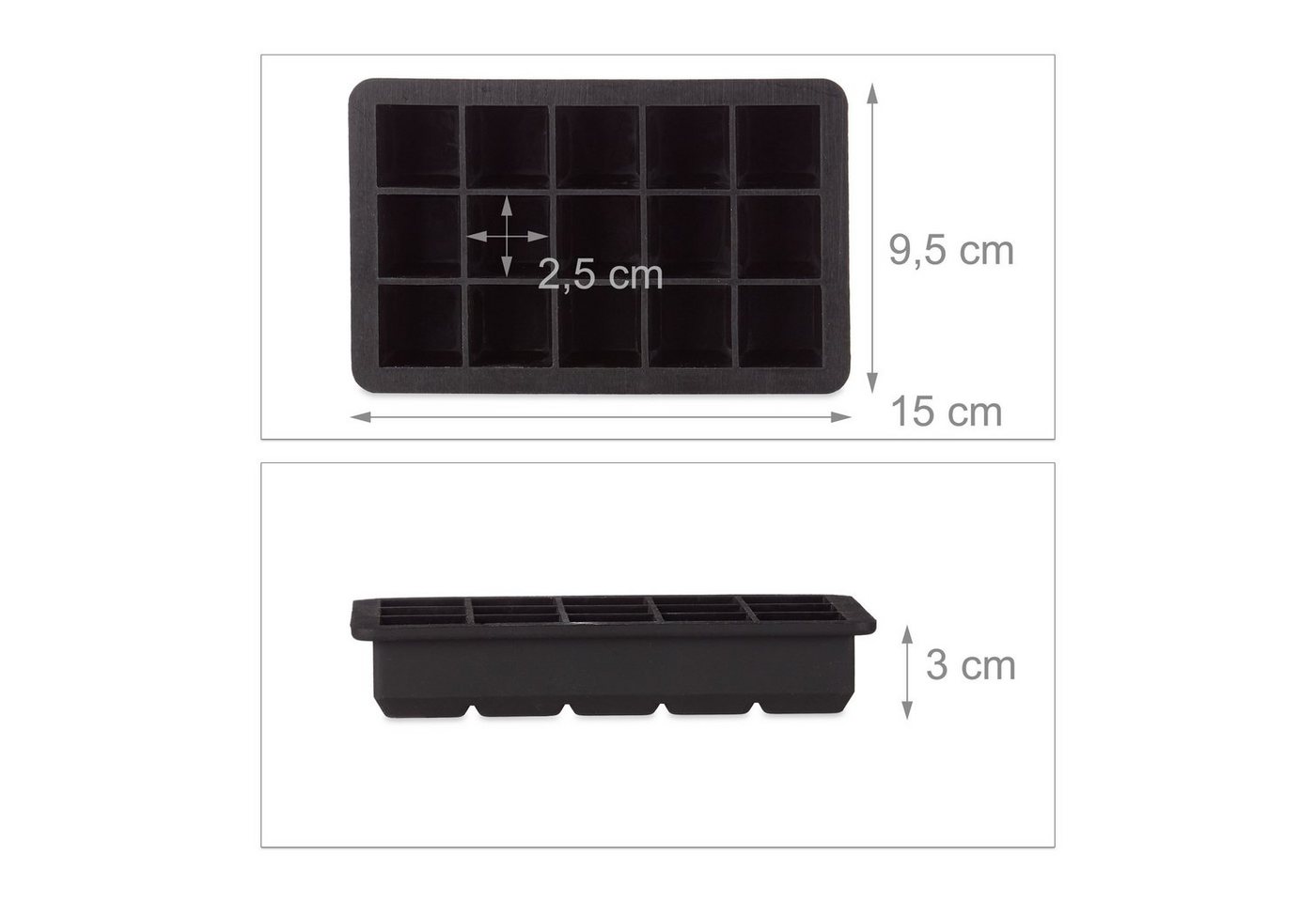 relaxdays Eiswürfelform Silikon 2,5 cm, (15-tlg) – Bild 4 von 5
