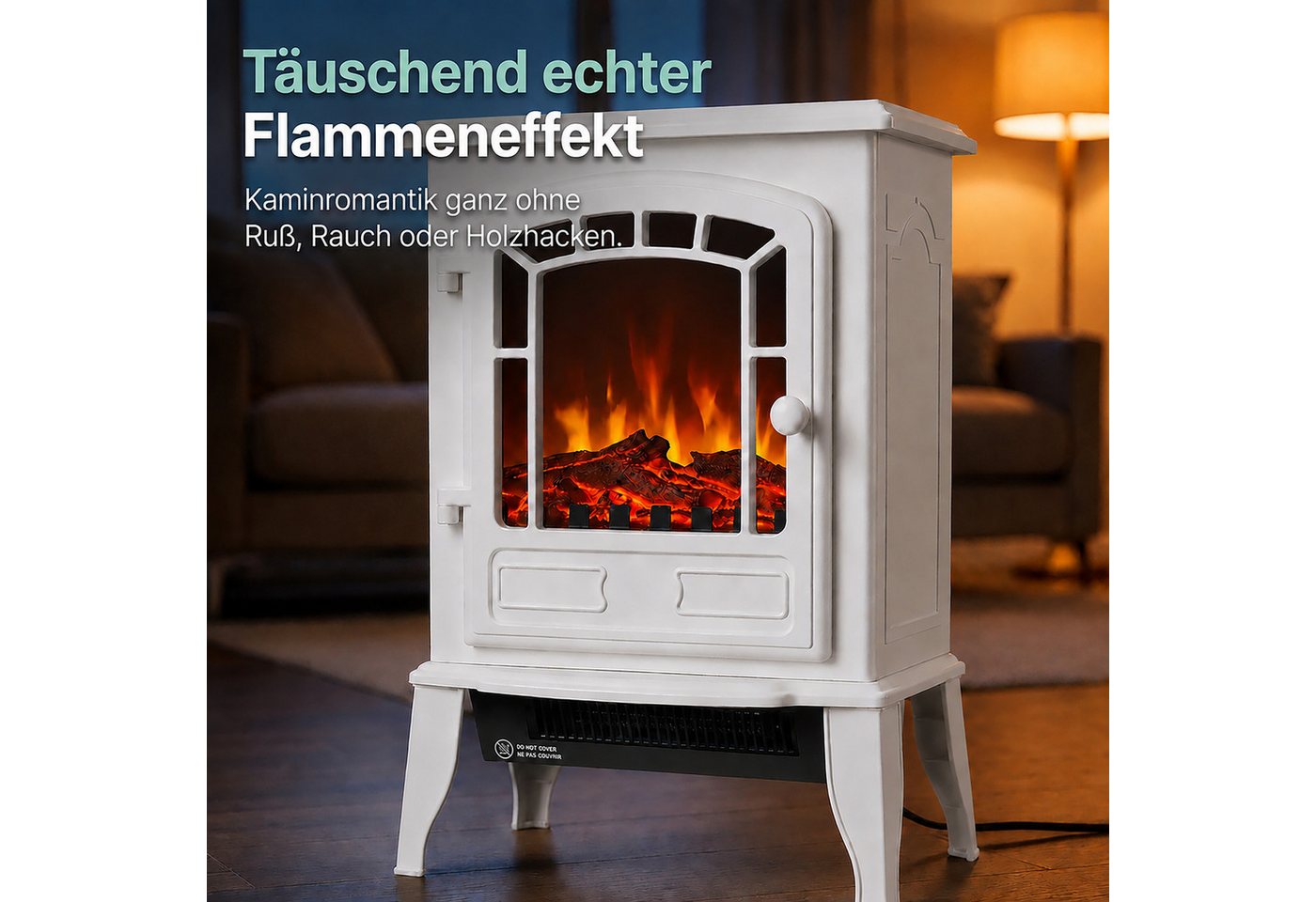 relaxdays Elektrokamin mit Heizung, weiß – Bild 3 von 5