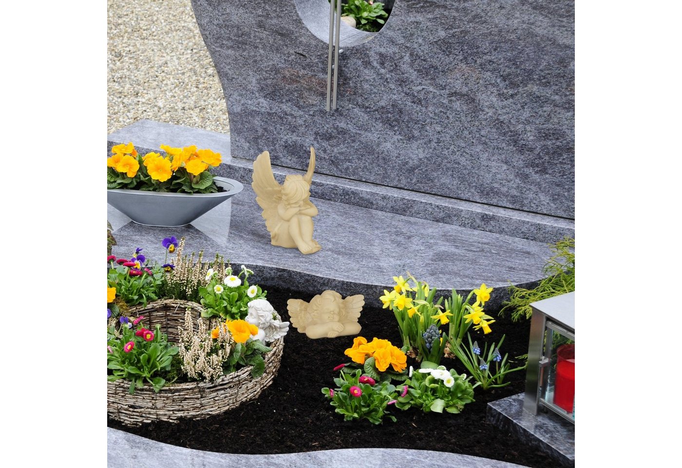 relaxdays Engelfigur Grabengel 2er Set (2 St), weiß – Bild 3 von 5