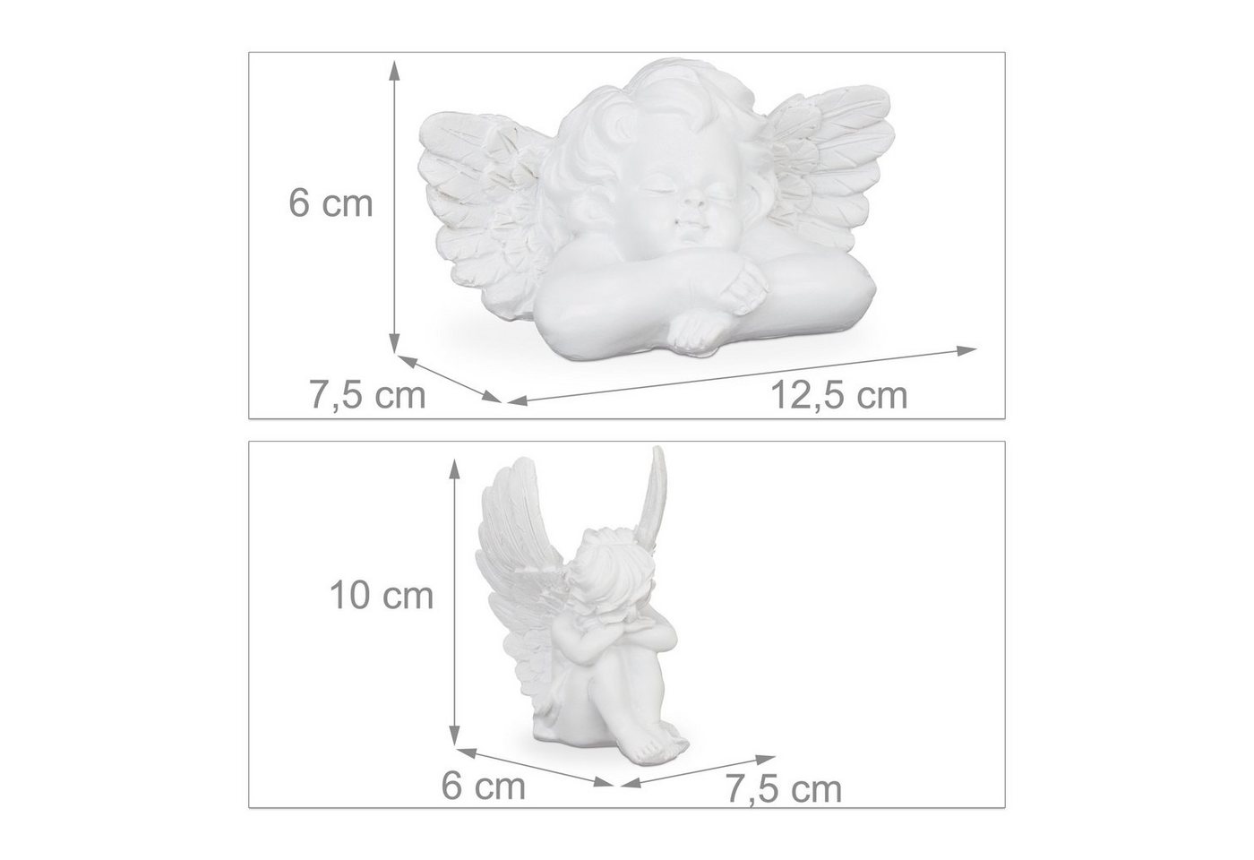 relaxdays Engelfigur Grabengel 2er Set (2 St), weiß – Bild 4 von 5