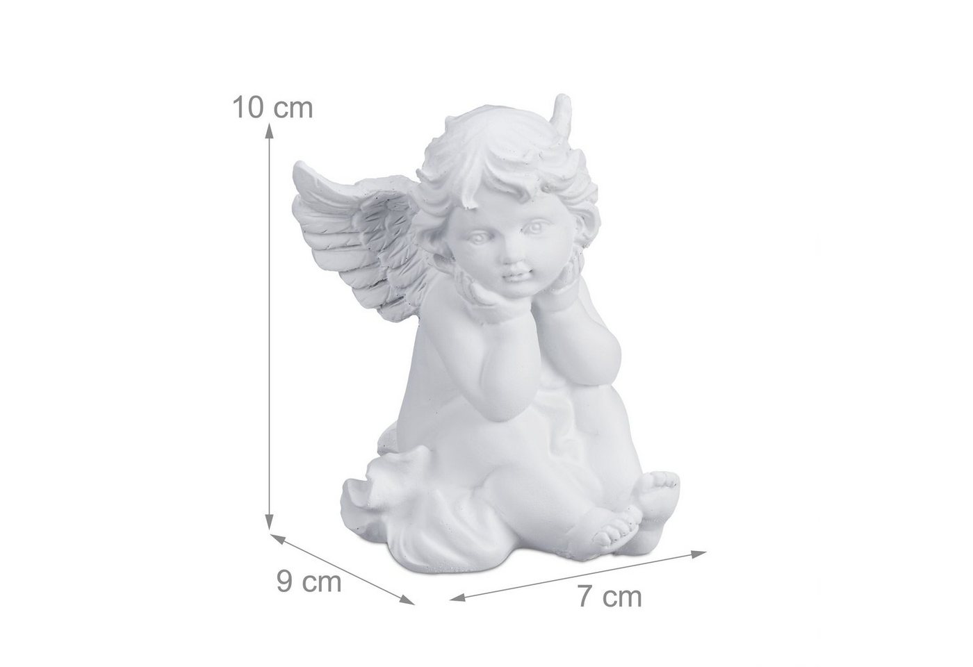 relaxdays Engelfigur Sitzende Grabengel 2er Set (2 St) – Bild 4 von 5
