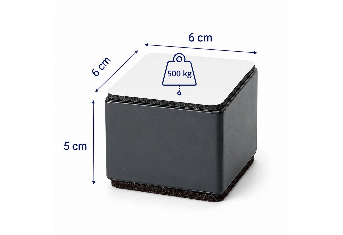 relaxdays Erhöhungs-Set Möbelerhöhung Stahl 4er Set, (4-St), 5 cm, eckig – Bild 4 von 5