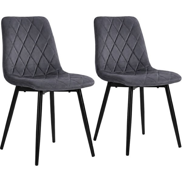 relaxdays Esszimmerstuhl Samt Esszimmerstuhl Set (2 St), anthrazit., 2er Pack